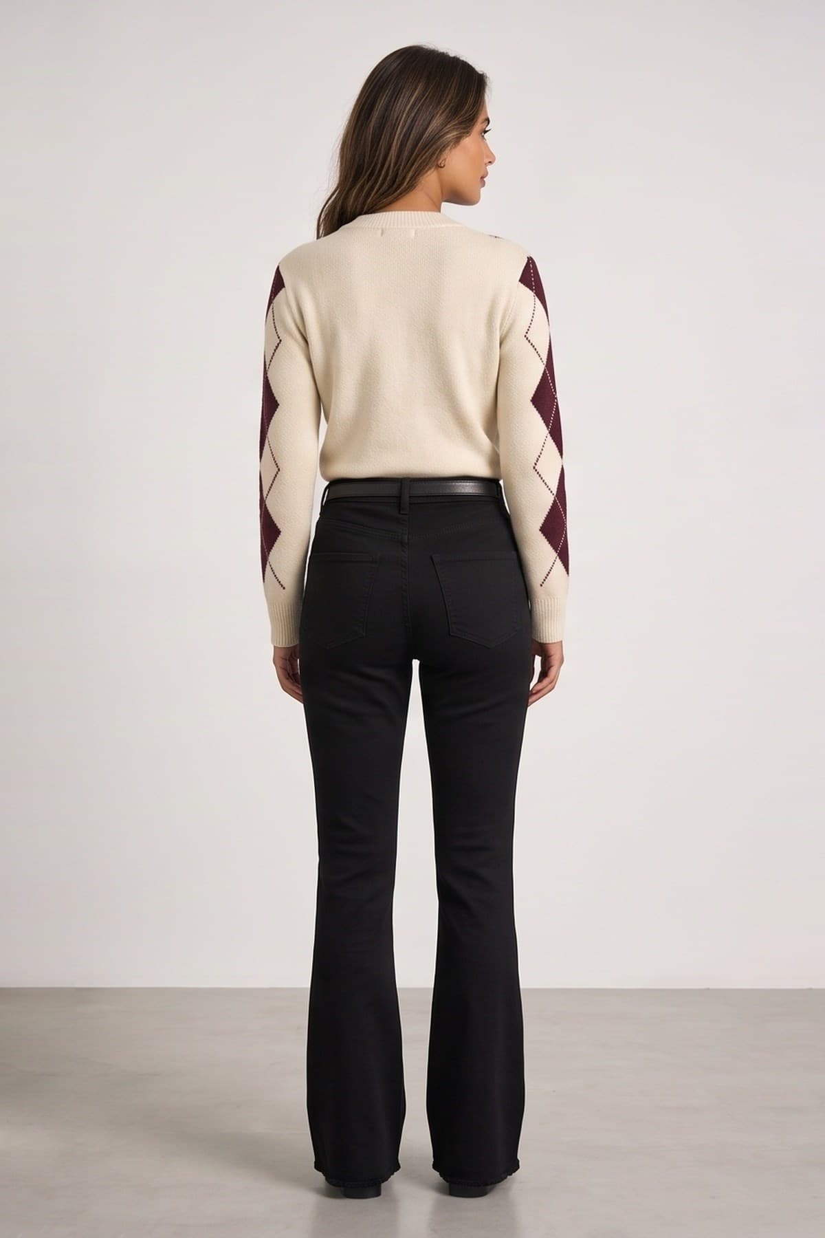 Crop Flare Denim Pantolon Siyah — görsel 2