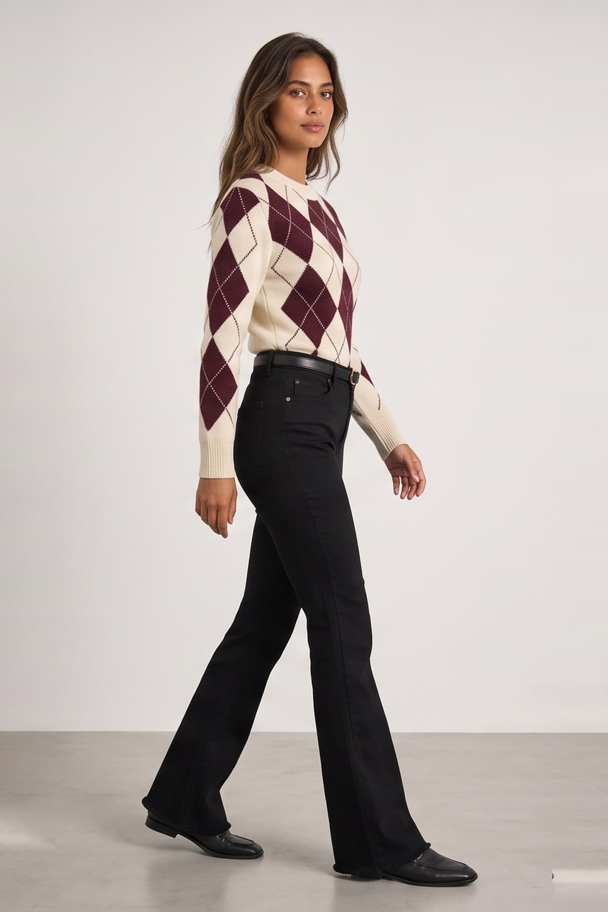 Crop Flare Denim Pantolon Siyah — görsel 3