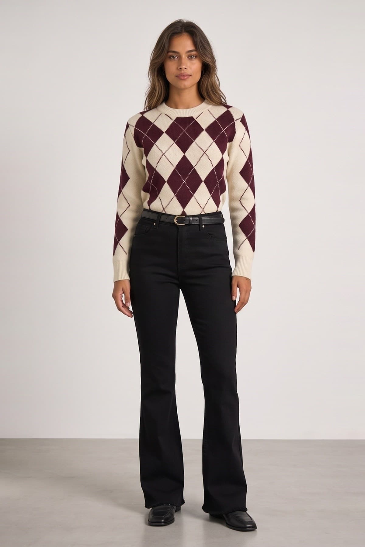 Crop Flare Denim Pantolon Siyah