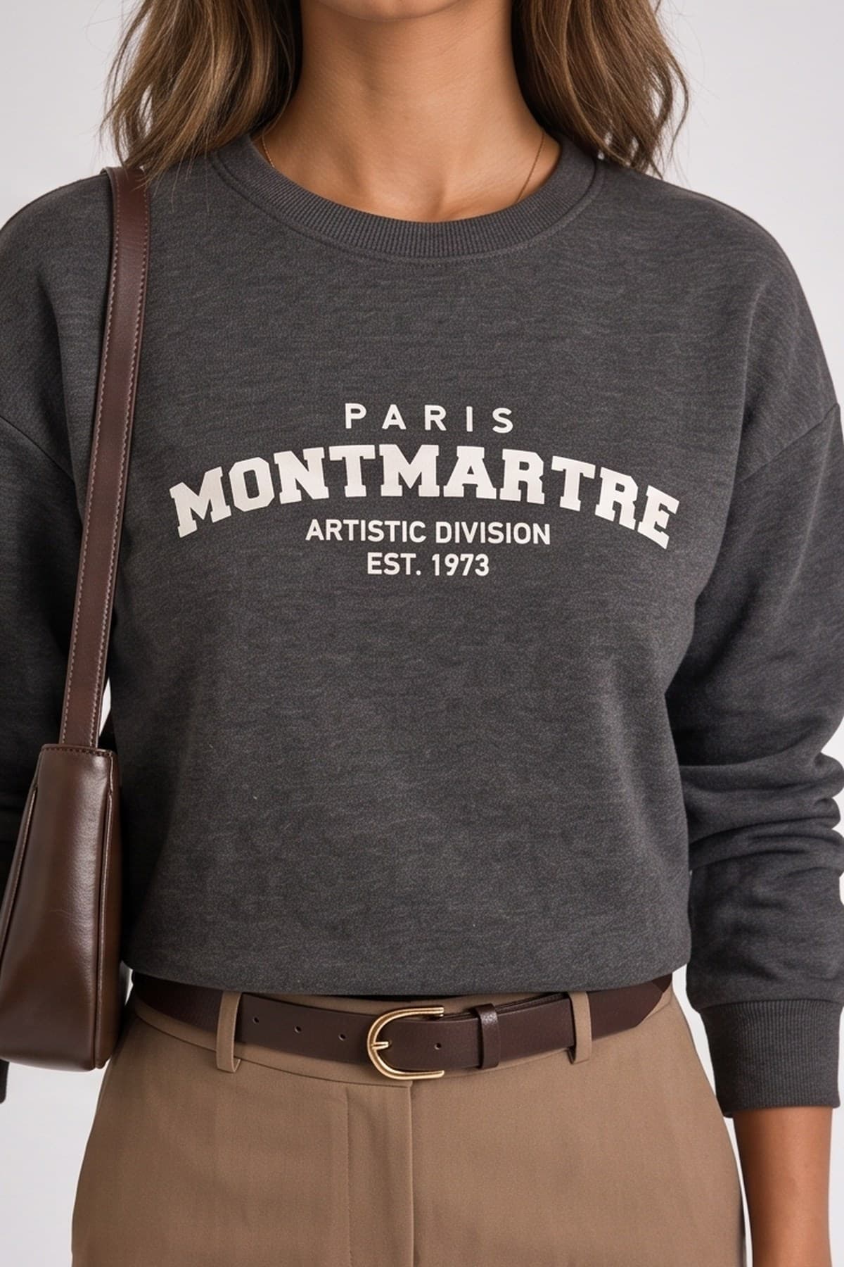 Baskılı Sweatshirt Antrasit