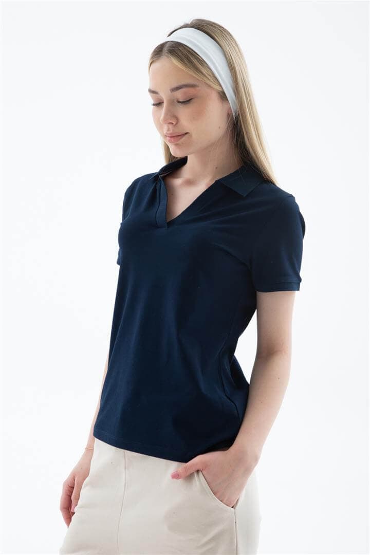 Polo V Yaka T-Shirt Lacivert — görsel 2