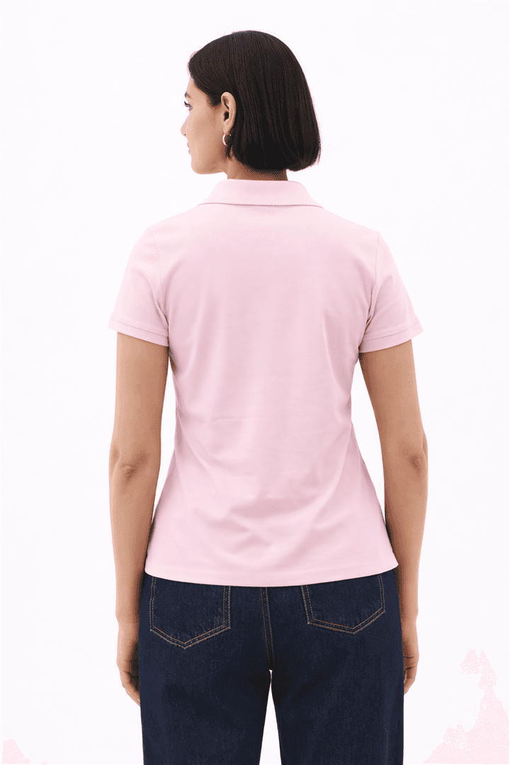 Polo V Yaka T-Shirt Pembe — görsel 4