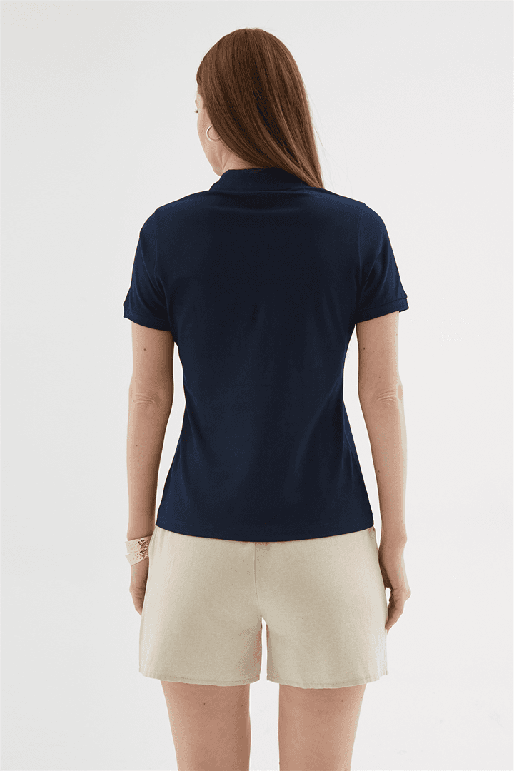Polo Yaka Kısa Kollu T-Shirt Lacivert — görsel 5