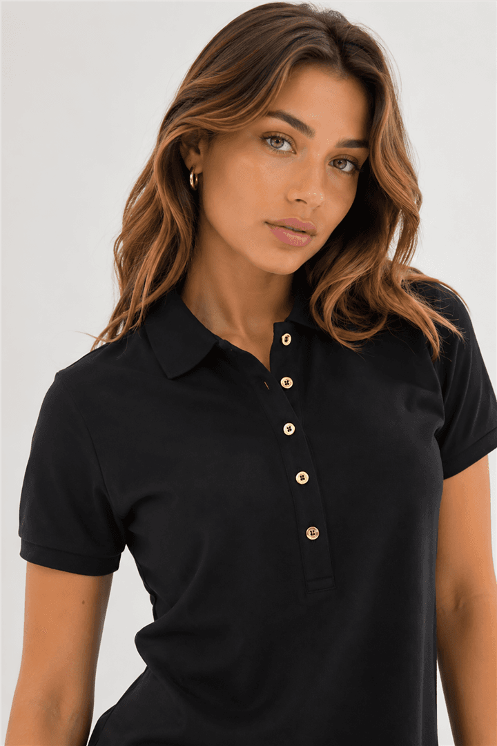 Polo Yaka Elbise Lacivert — görsel 2