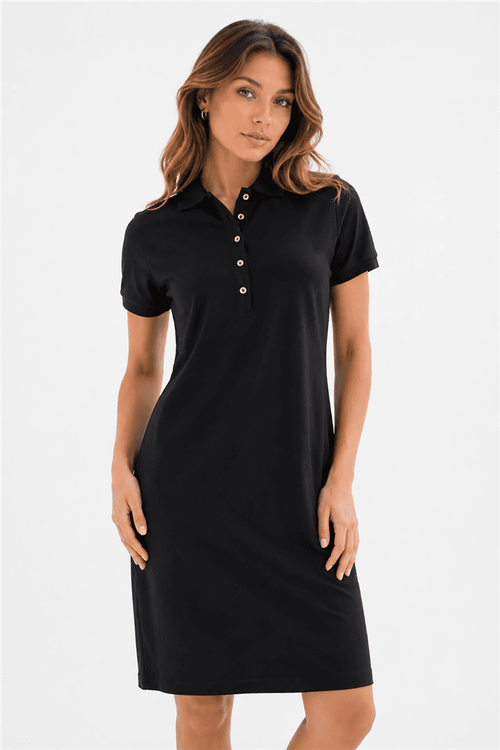 Polo Yaka Elbise Lacivert
