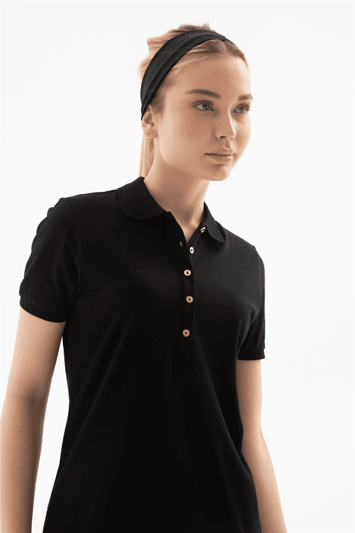 Polo Yaka Elbise Siyah — görsel 4