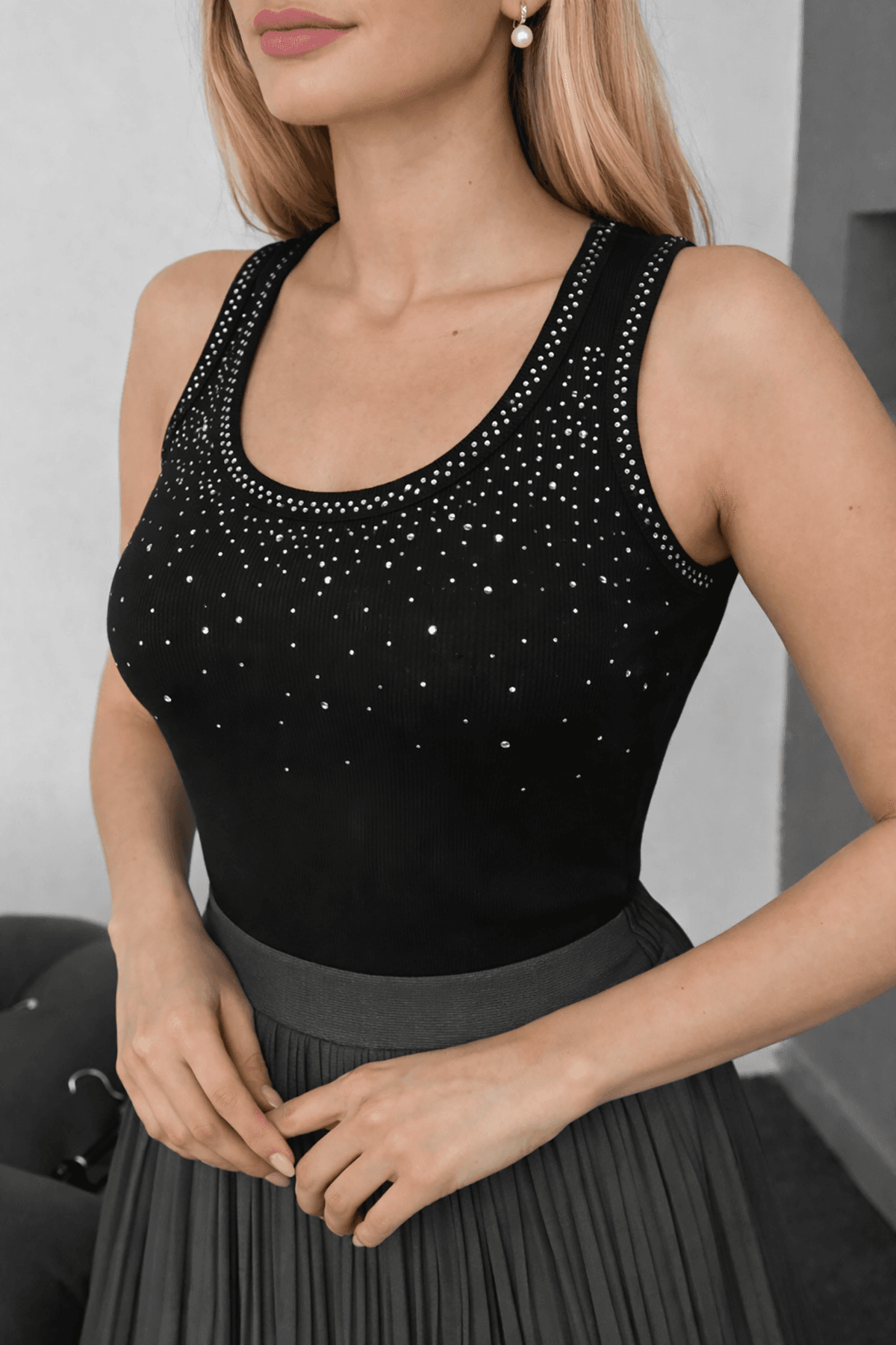 Taşlı Atlet Siyah — görsel 2